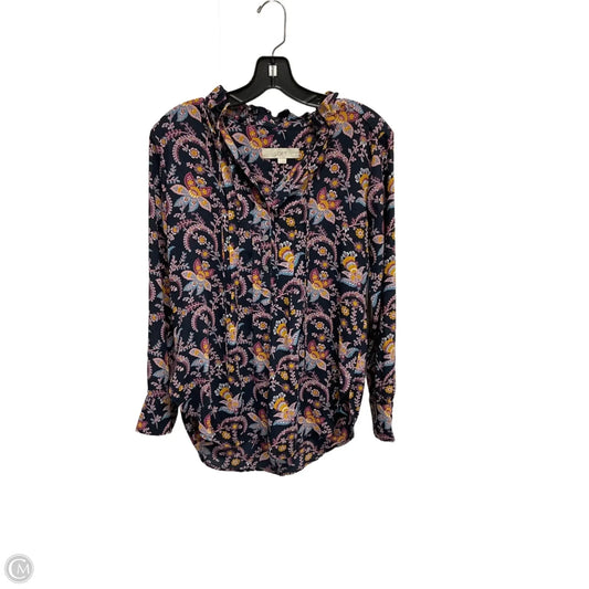 Blouse Long Sleeve By Loft In Floral Print, Size: Xs