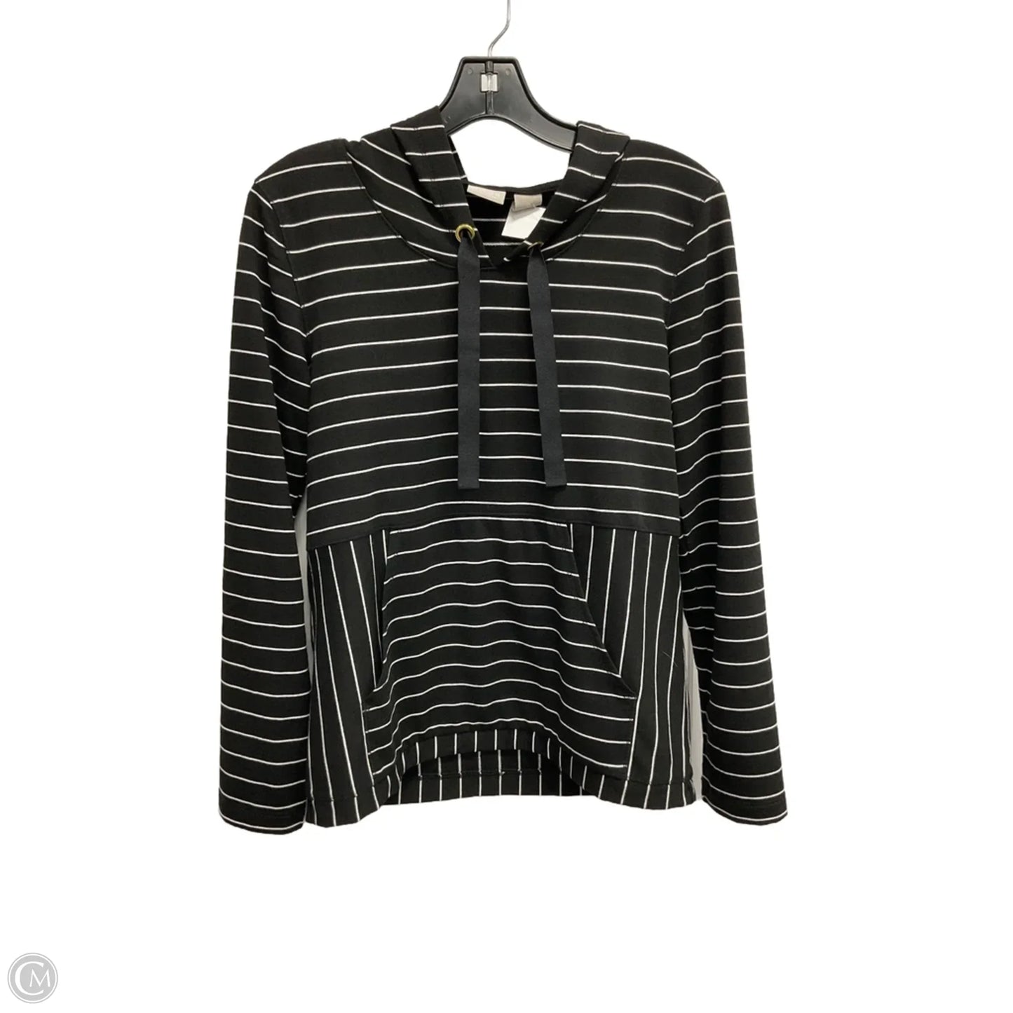 Athletic Top Long Sleeve Hoodie By Chicos In Striped Pattern, Size: Xs