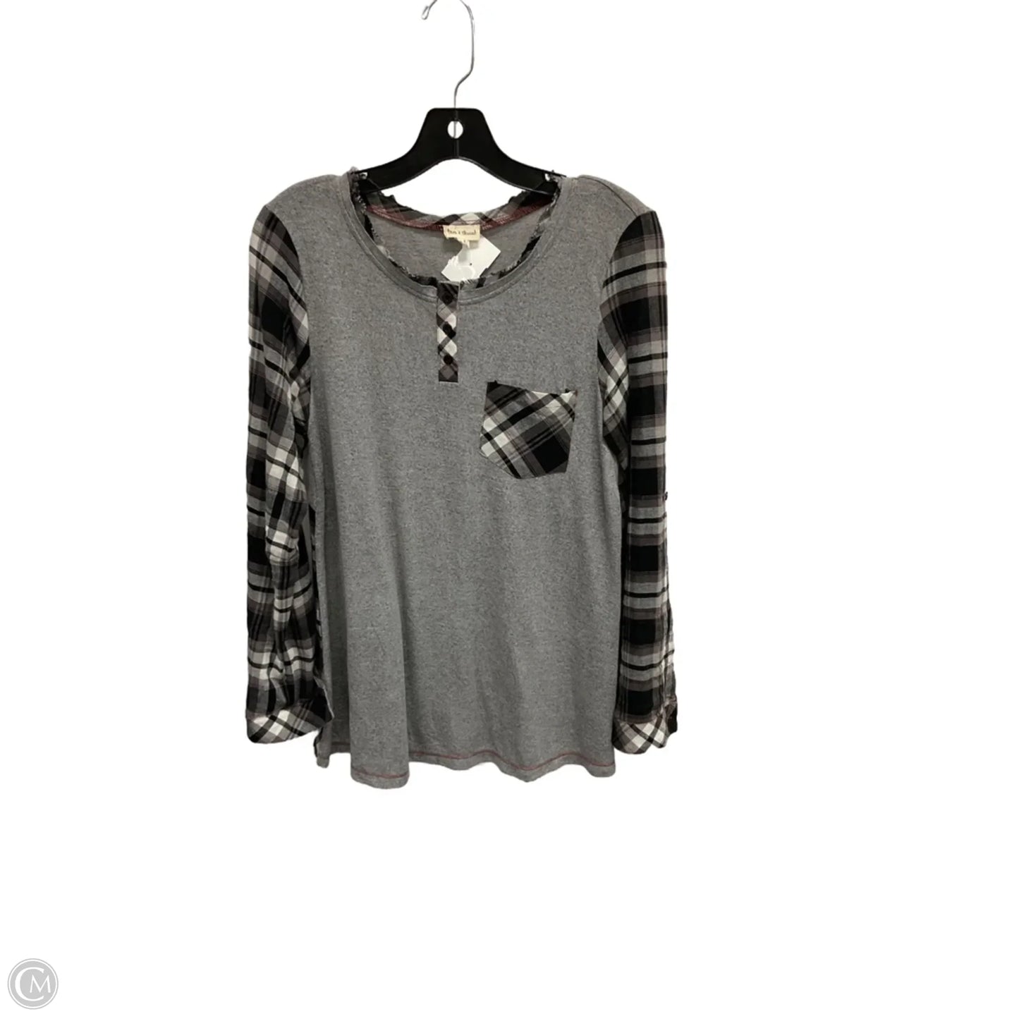Top Long Sleeve By Hem & Thread In Plaid Pattern, Size: S
