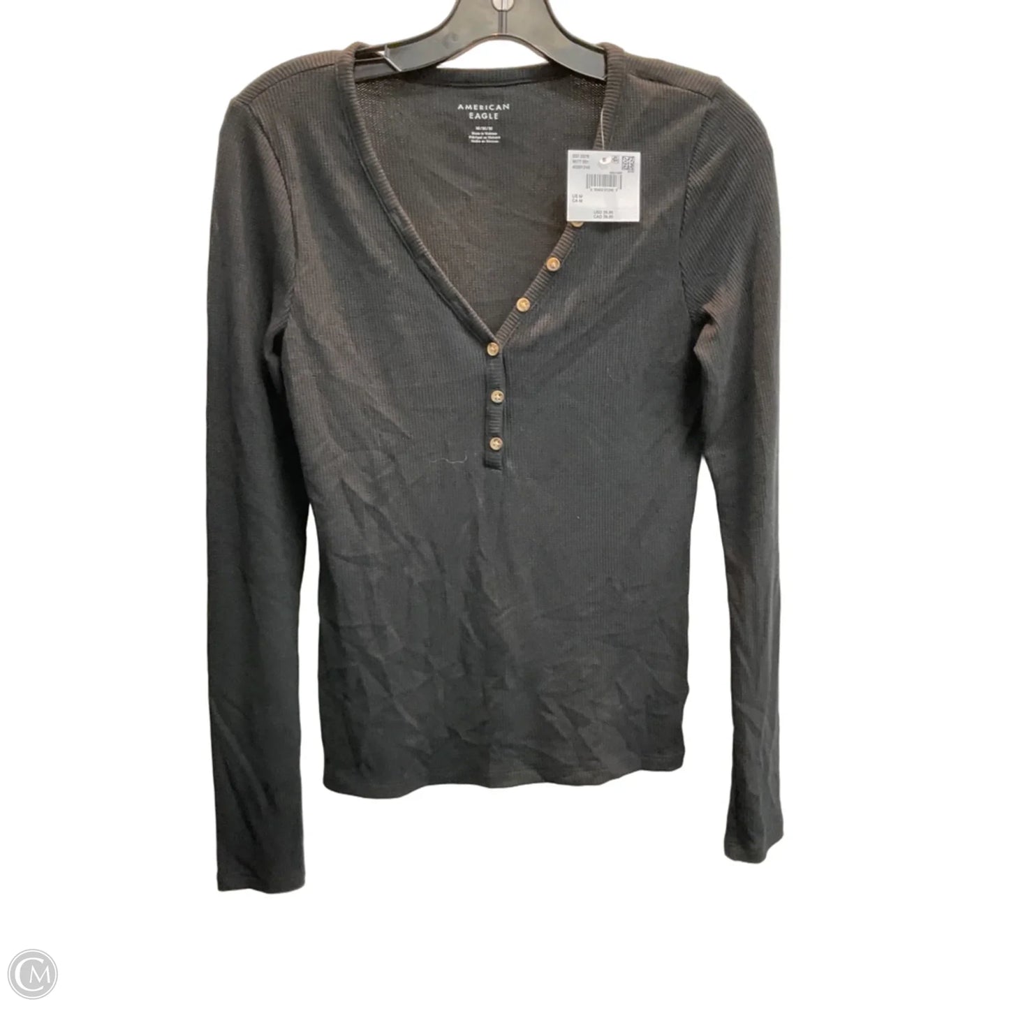 Top Long Sleeve Basic By American Eagle In Black, Size: M