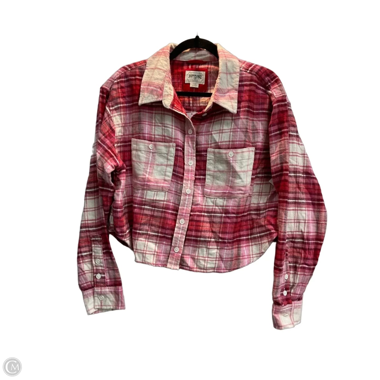 Top Long Sleeve By American Eagle In Plaid Pattern, Size: M
