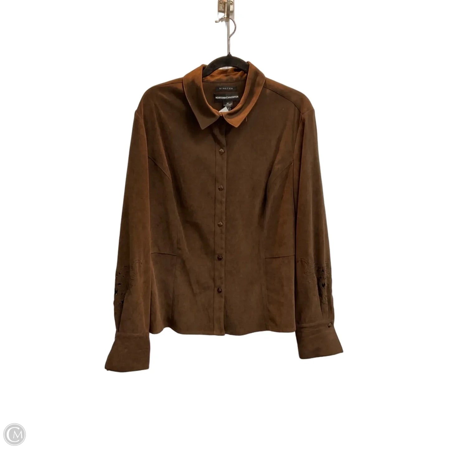 Blouse Long Sleeve By Norton Mcnaughton In Black, Size: 14