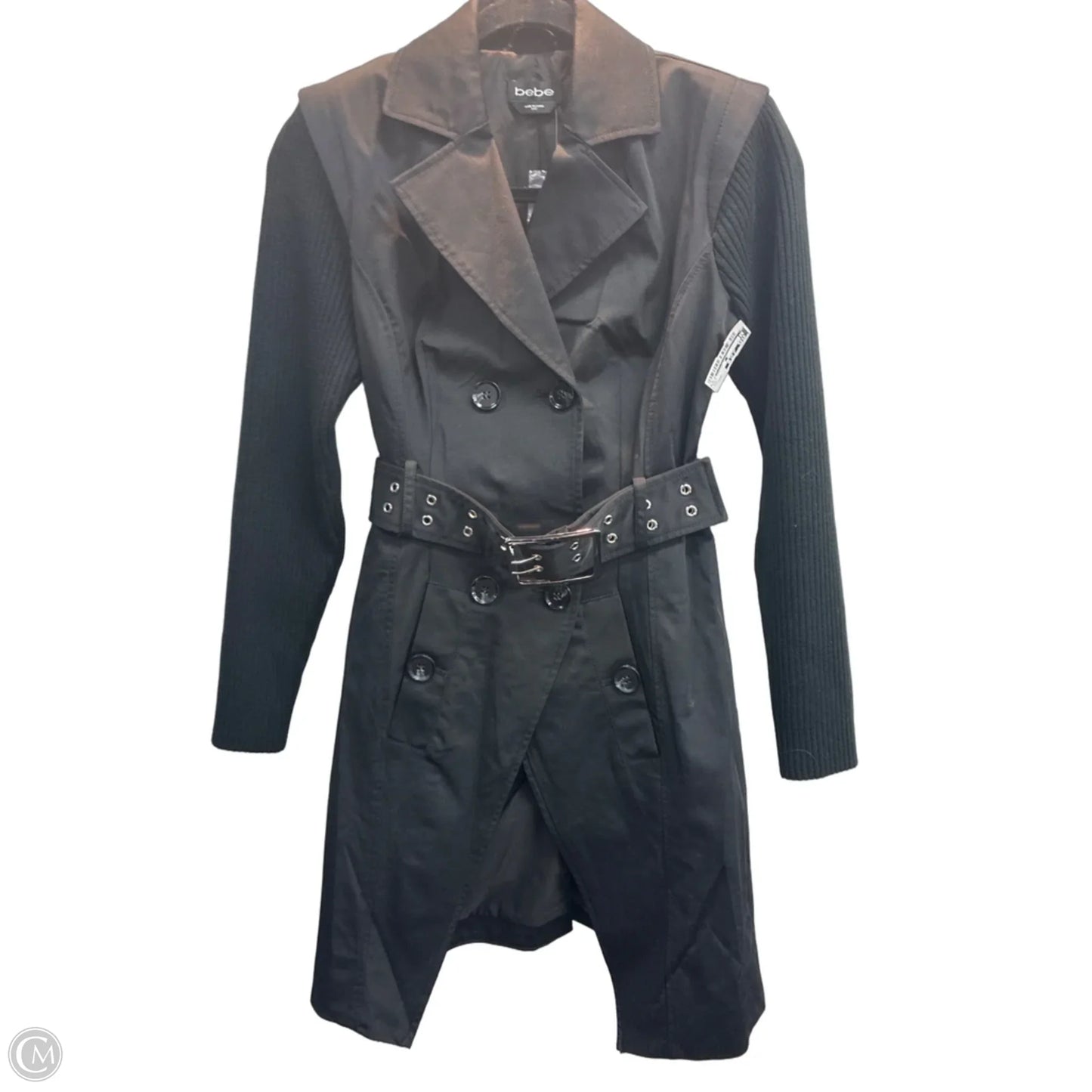 Coat Trench Coat By Bebe In Black, Size: Xxs