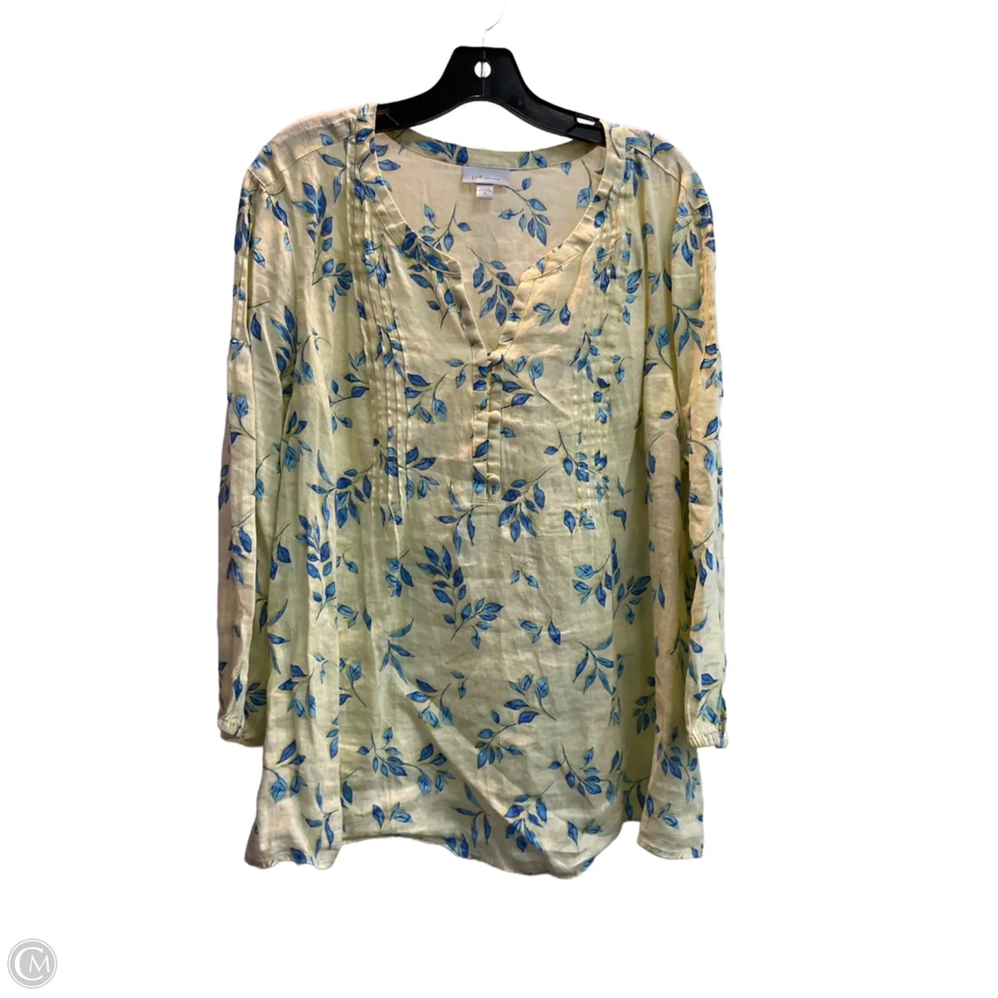 Blouse 3/4 Sleeve By J. Jill In Yellow, Size: 2x