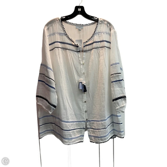 Blouse 3/4 Sleeve By J. Jill In White, Size: 2x