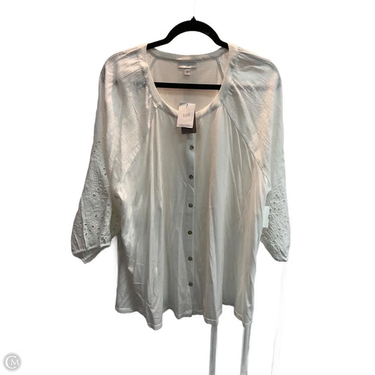 Top 3/4 Sleeve By J. Jill In White, Size: 2x