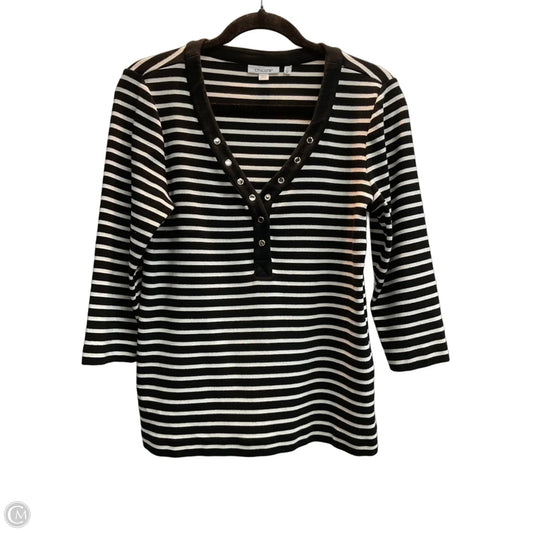 Top 3/4 Sleeve By Chicos In Striped Pattern, Size: S