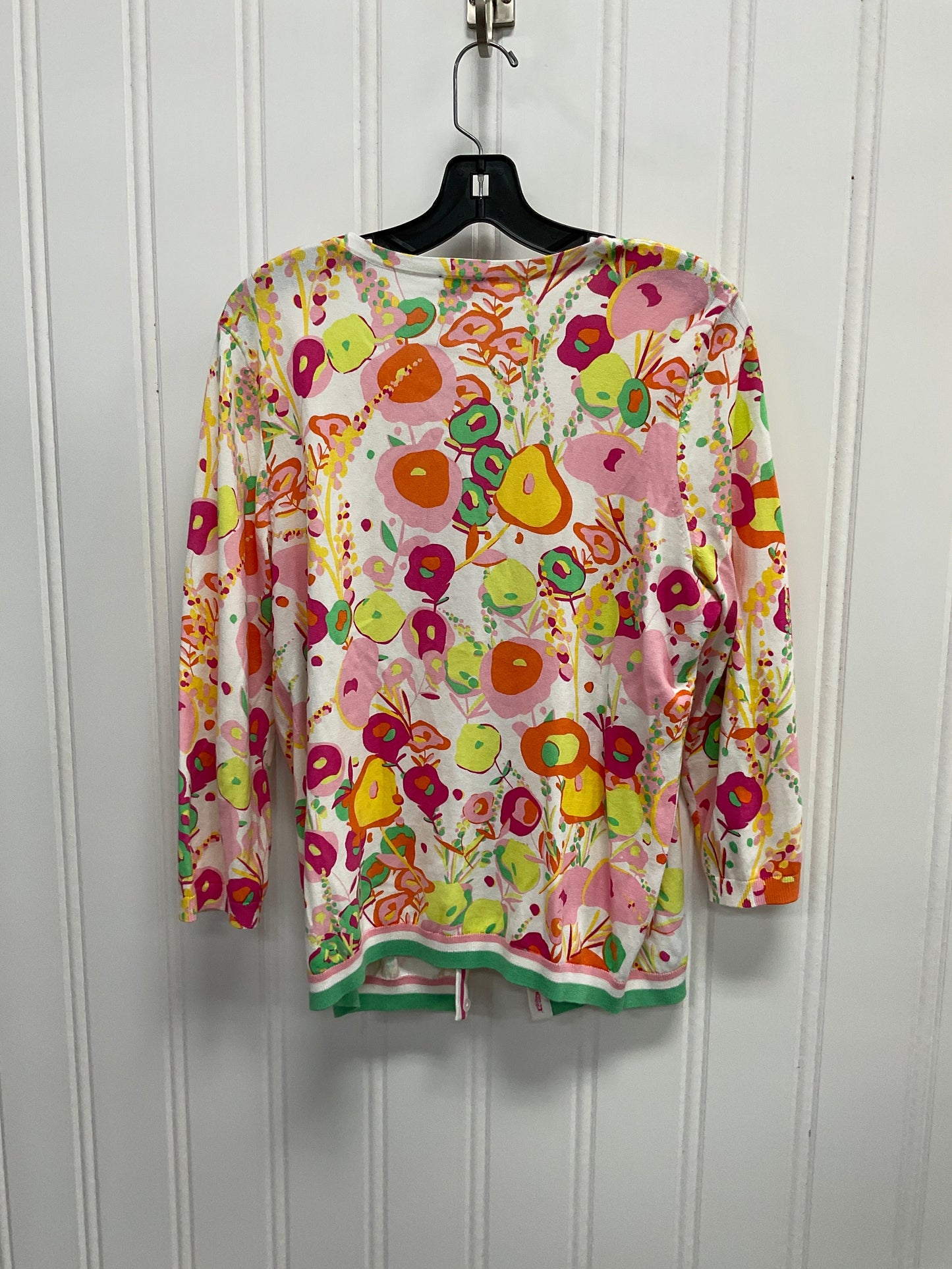 Cardigan By Talbots In Floral Print, Size: L