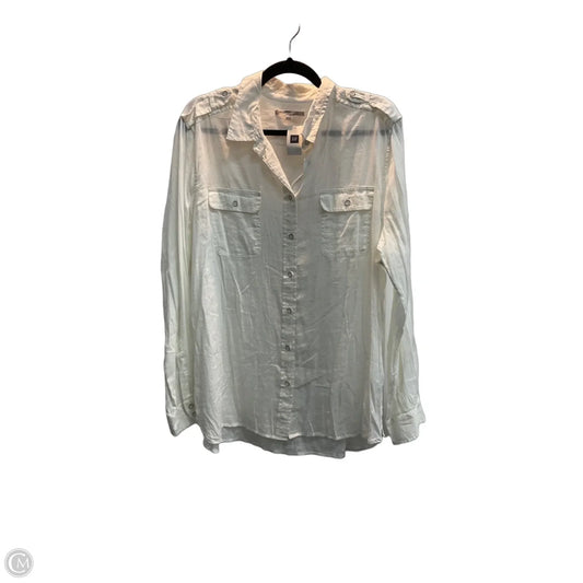 Blouse Long Sleeve By Banana Republic In White, Size: L