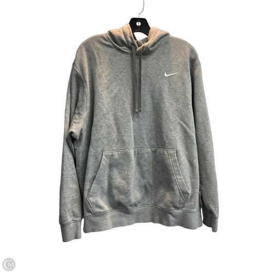 Athletic Top Long Sleeve Hoodie By Nike In Grey, Size: L