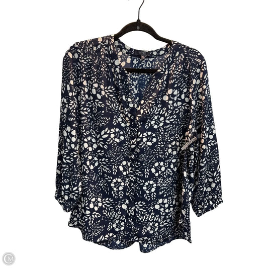 Top Long Sleeve By Not Your Daughters Jeans In Blue & White, Size: M