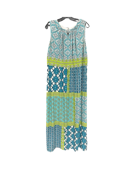 Dress Casual Maxi By London Times In Blue & Green, Size:1X