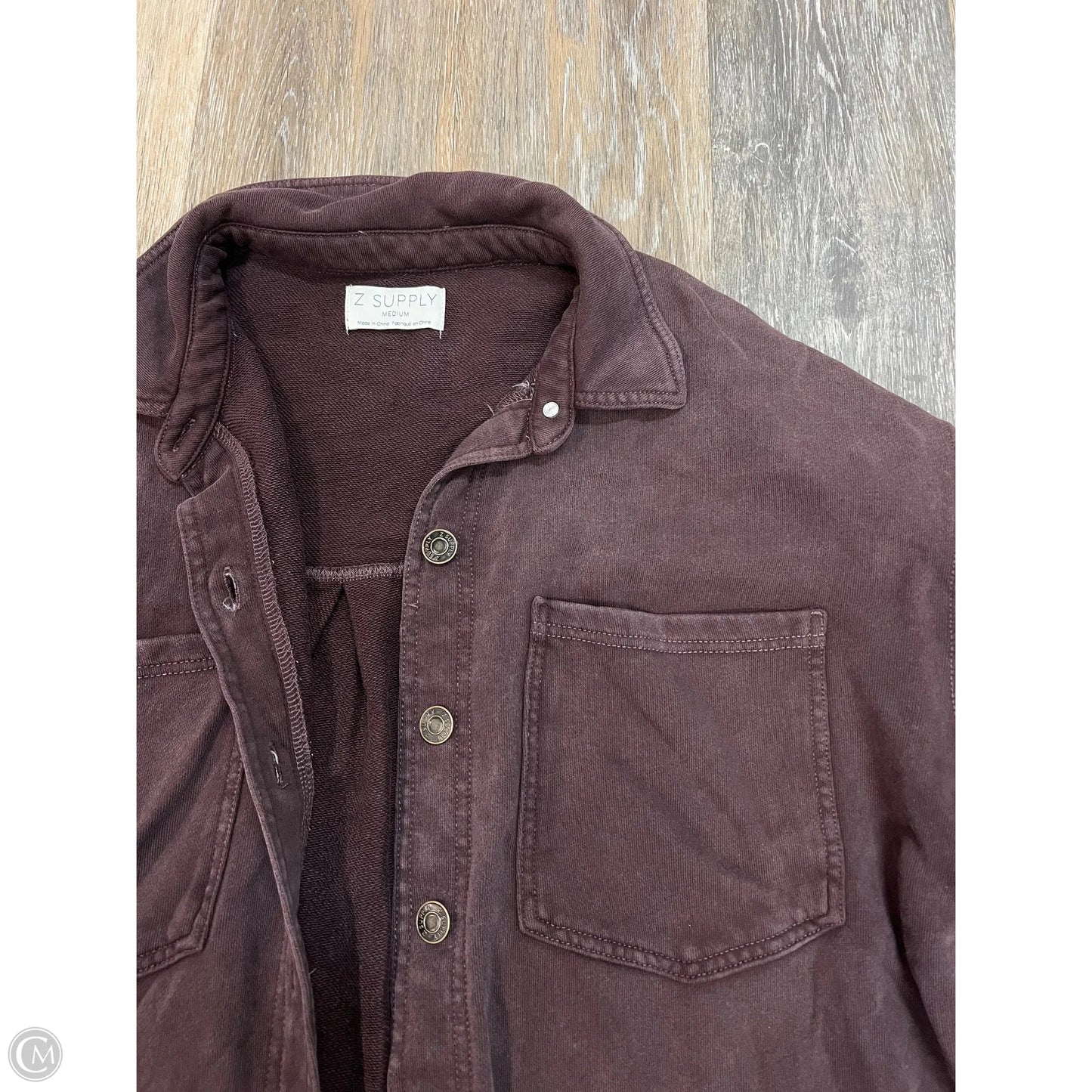 Jacket Shirt By Z Supply In Maroon, Size: M