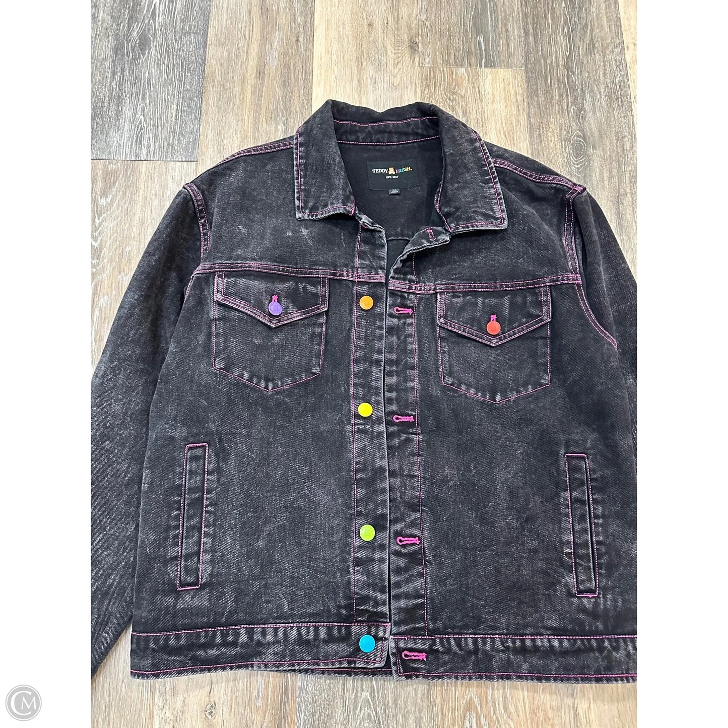 Jacket Denim By Teddy Fresh In Black Denim, Size: M
