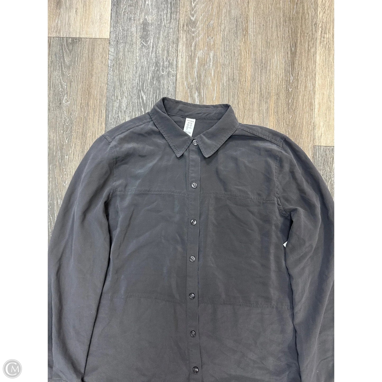 Blouse Long Sleeve By Spanx In Grey, Size: M