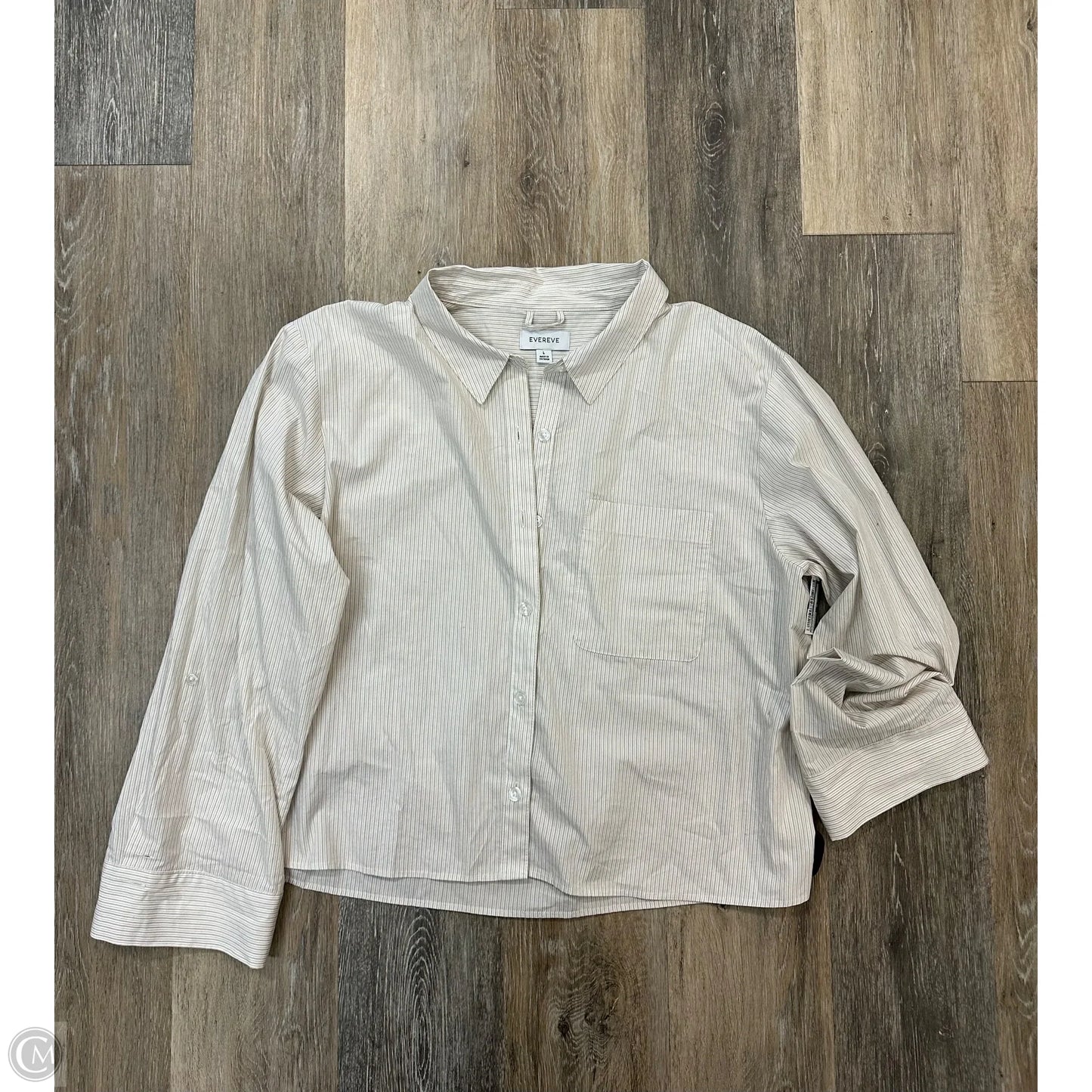 Blouse Long Sleeve By Evereve In Tan, Size: L