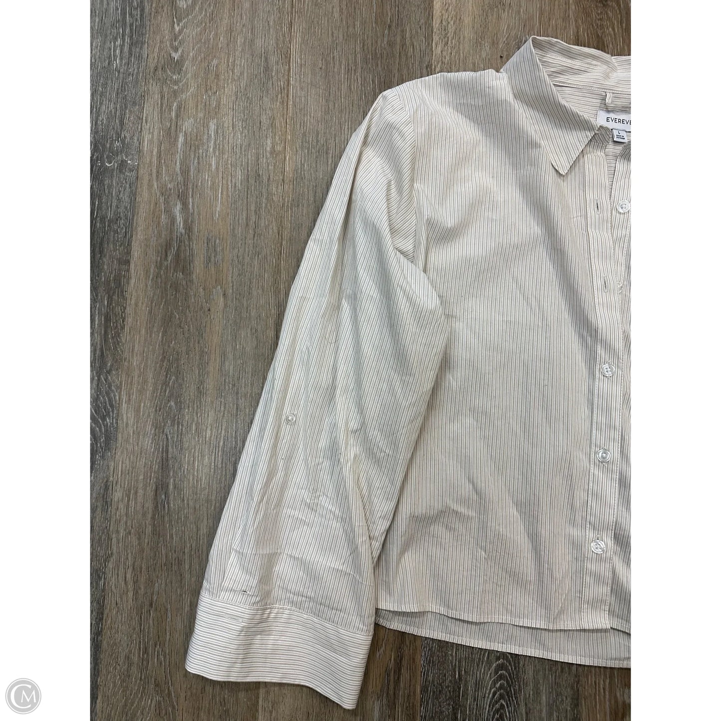 Blouse Long Sleeve By Evereve In Tan, Size: L