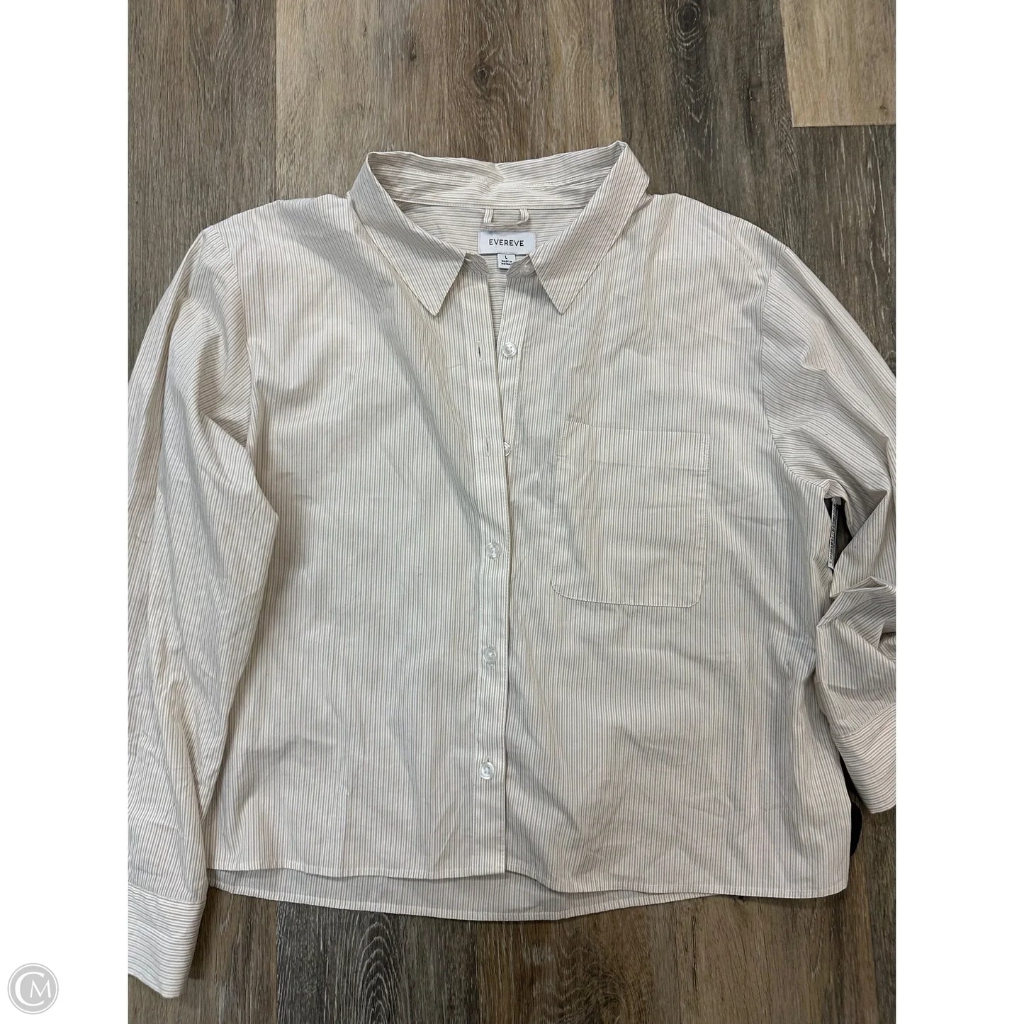 Blouse Long Sleeve By Evereve In Tan, Size: L