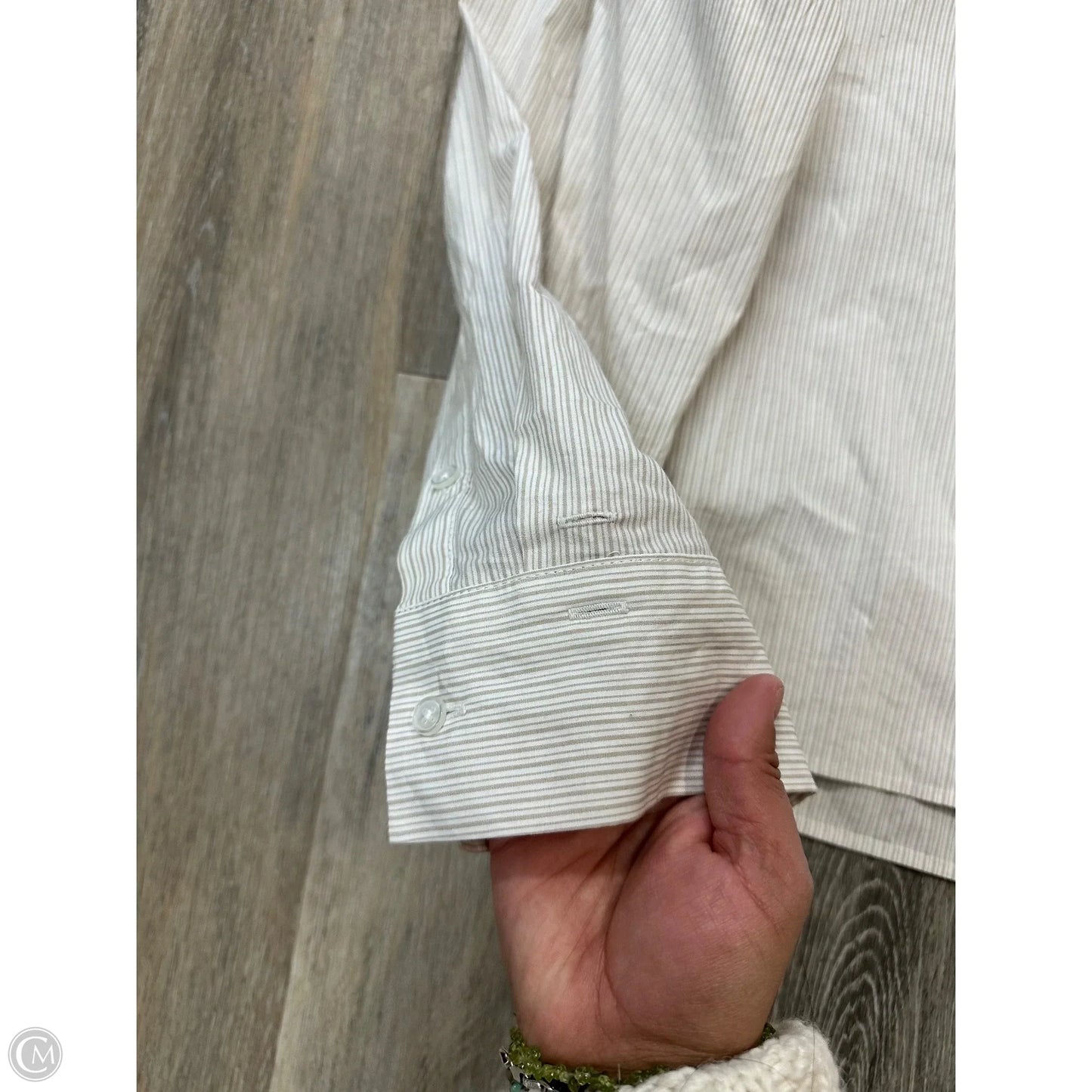 Blouse Long Sleeve By Evereve In Tan, Size: L