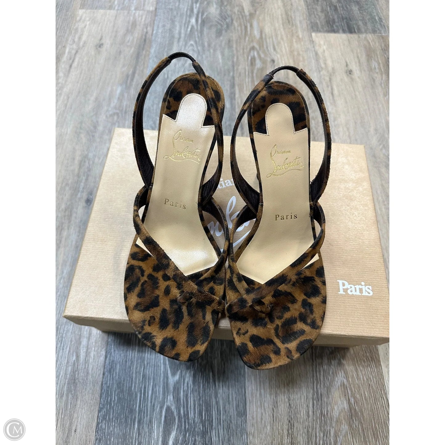 Sandals Luxury Designer By Christian Louboutin In Animal Print, Size: 8/38