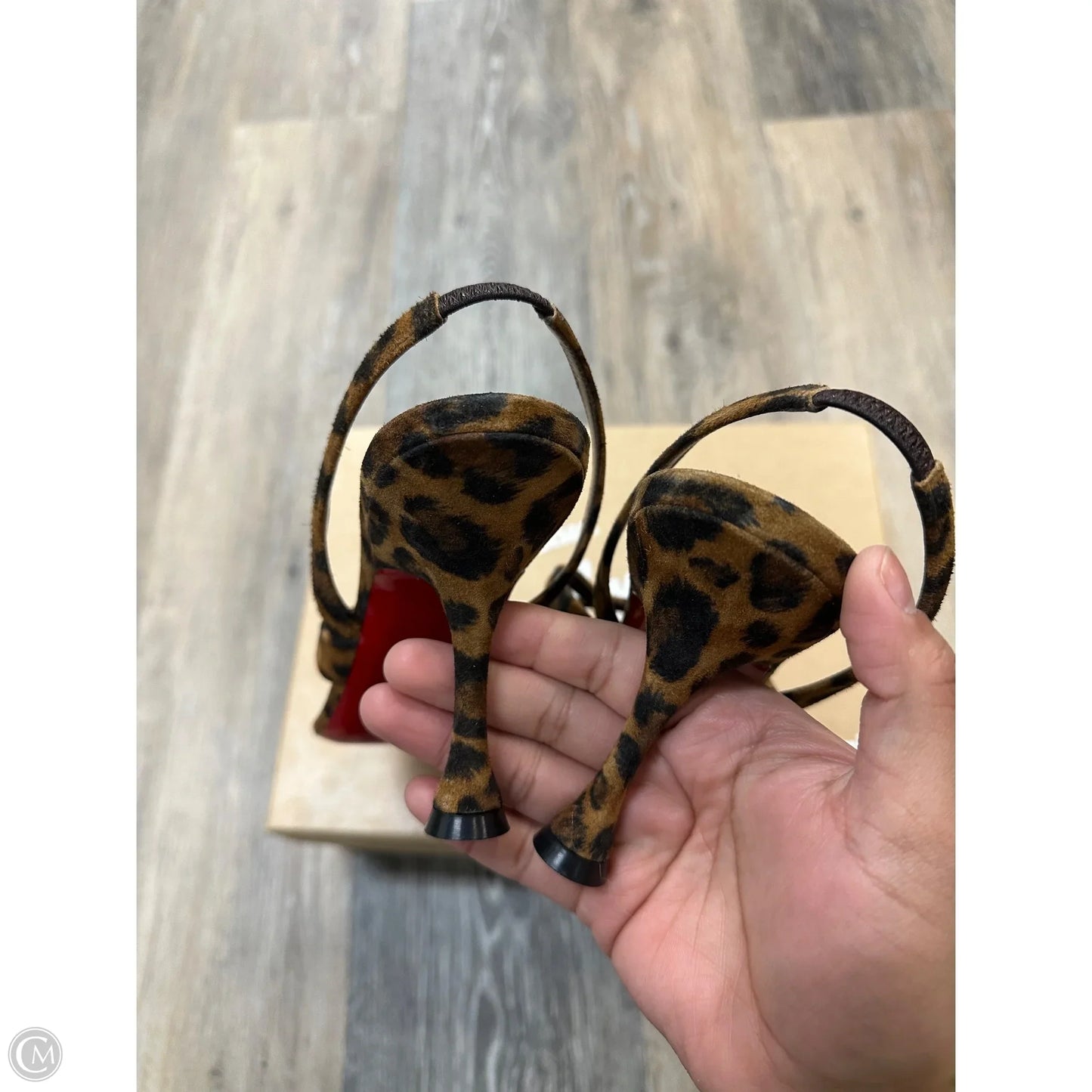 Sandals Luxury Designer By Christian Louboutin In Animal Print, Size: 8/38