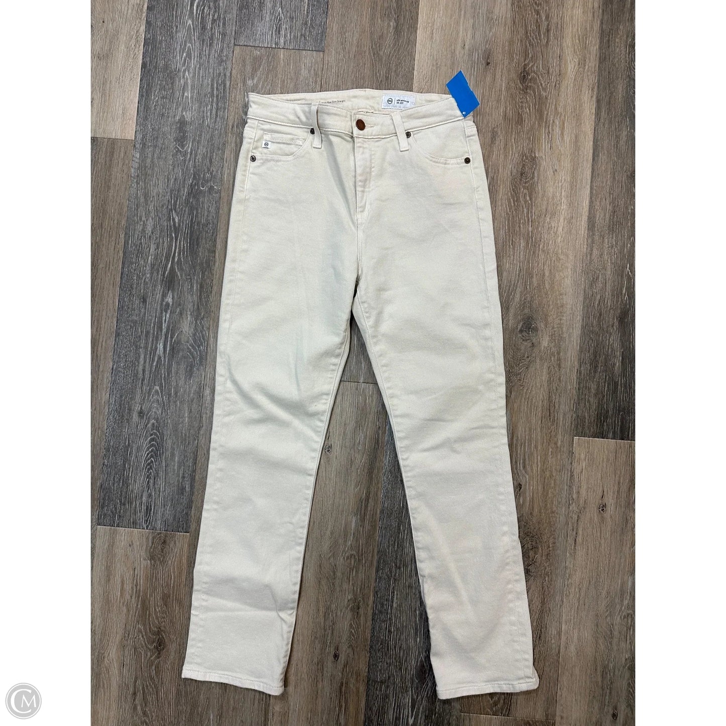 Jeans Straight By Ag Jeans In White Denim, Size: 6