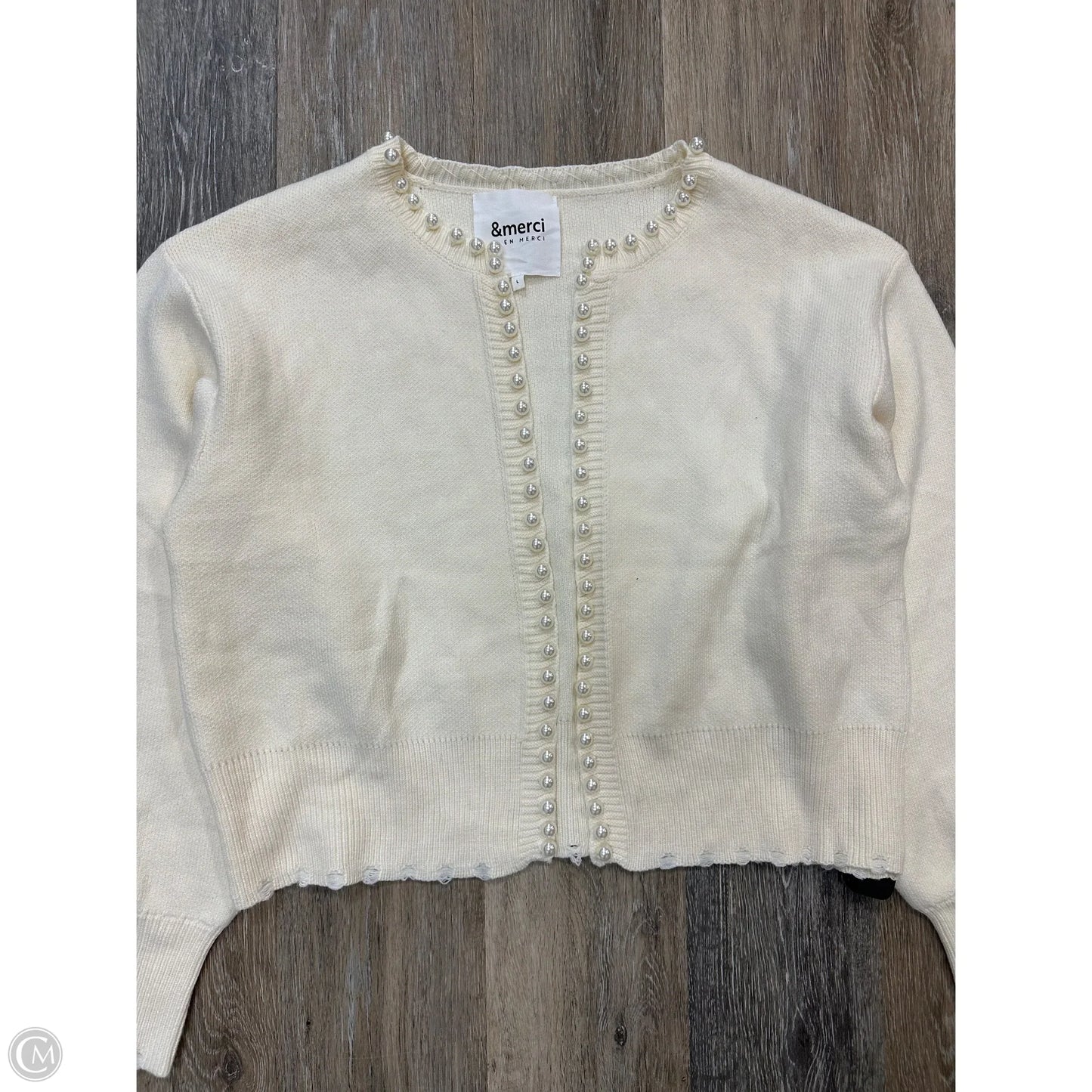 Sweater Cardigan By &merci In Cream, Size: L