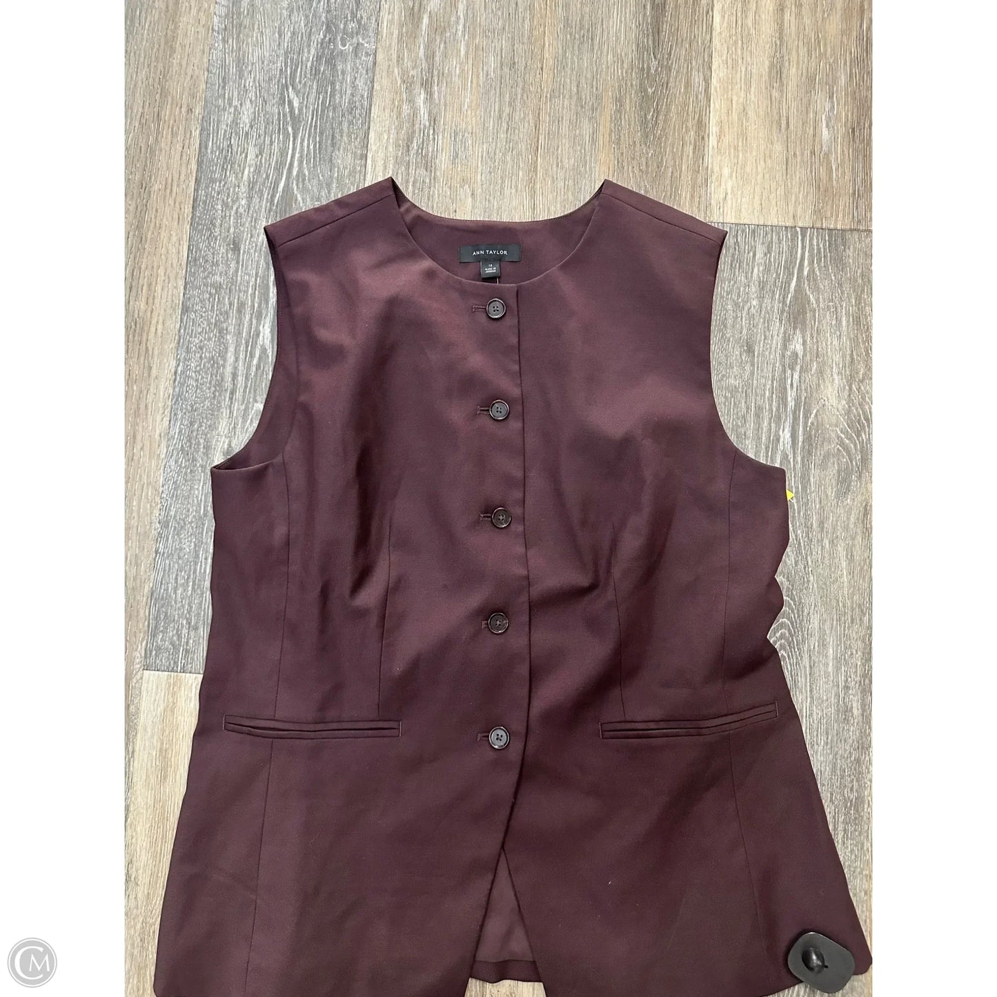 Vest Other By Ann Taylor In Maroon, Size: 12