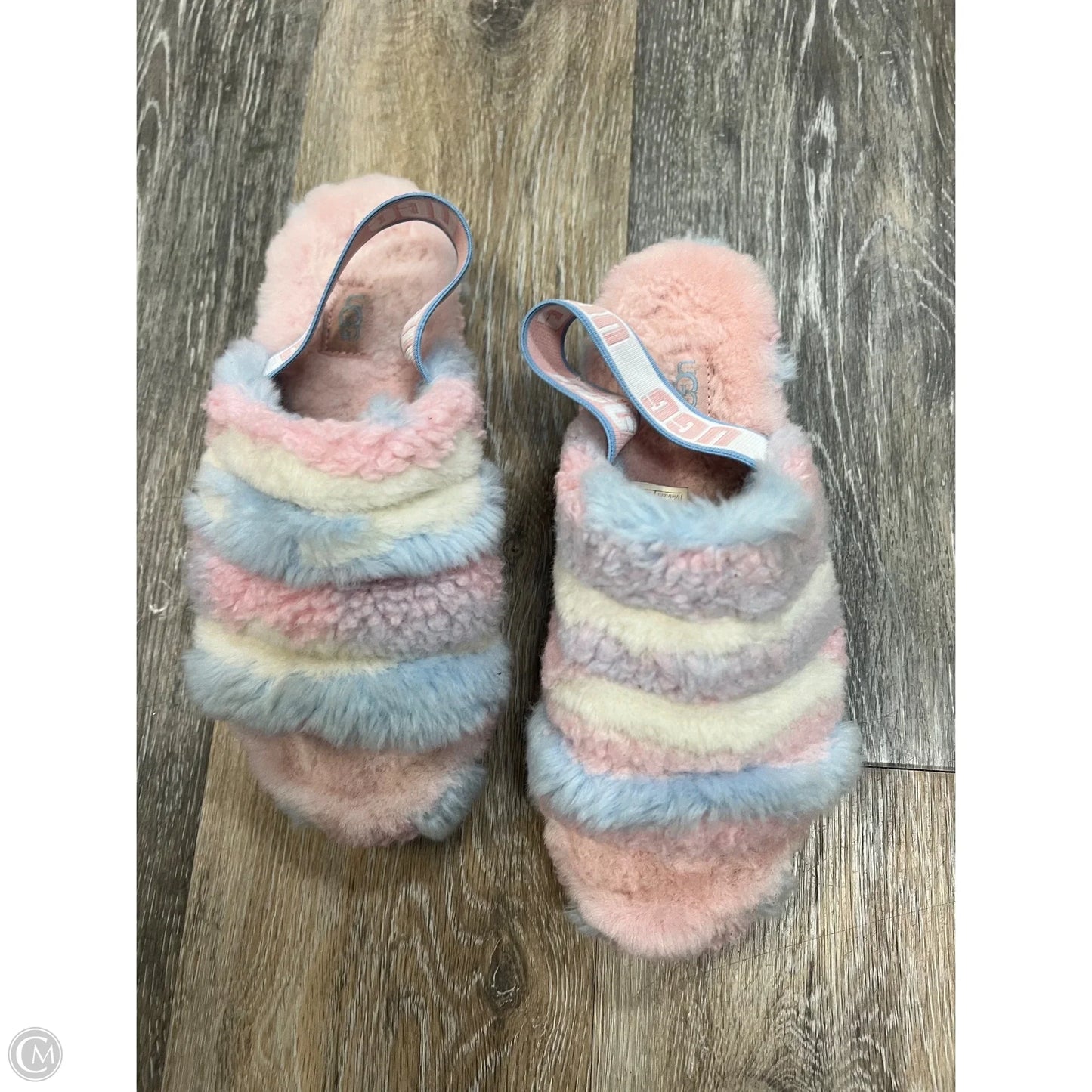 Slippers Designer By Ugg In Rainbow Print, Size: 6