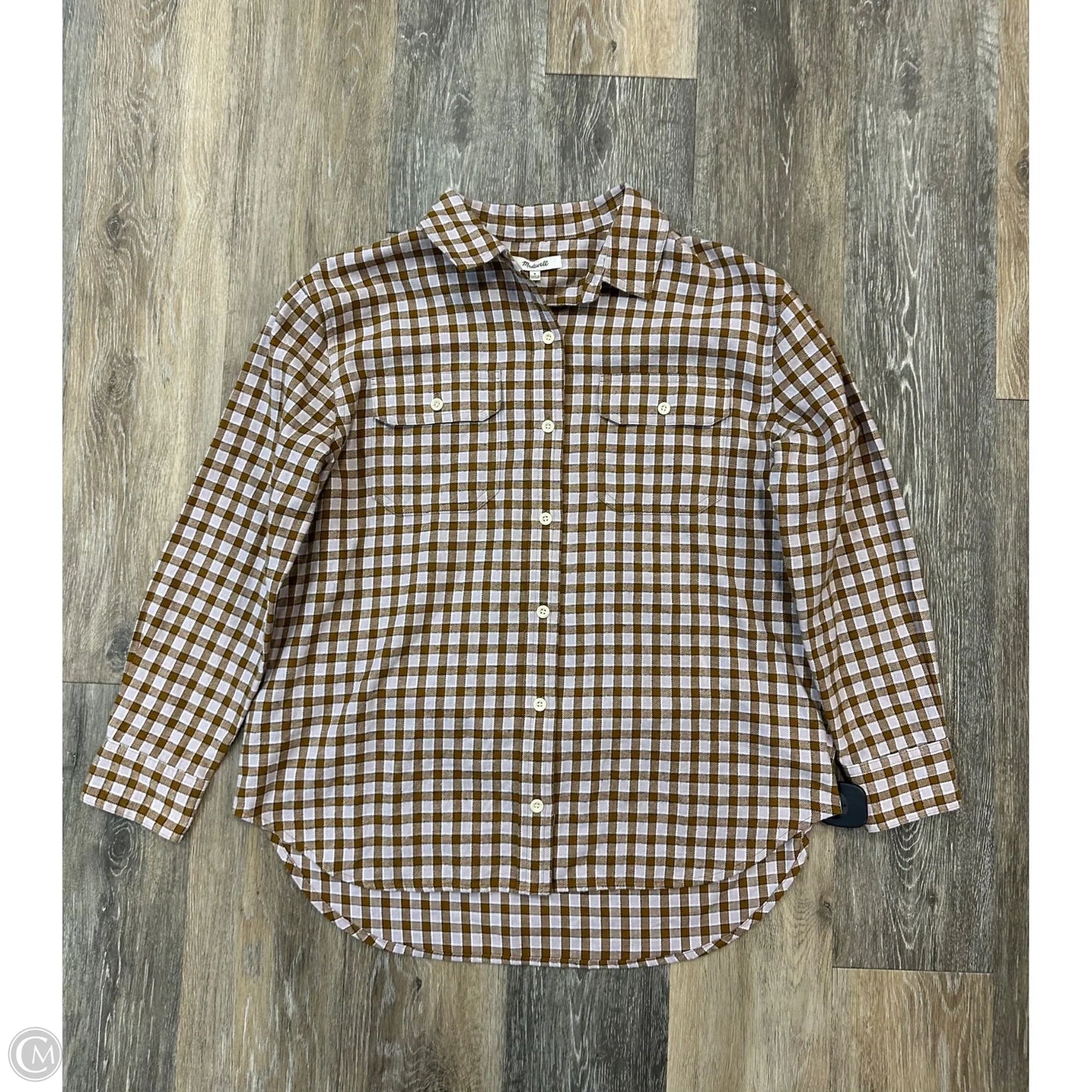 Blouse Long Sleeve By Madewell In Plaid Pattern, Size: S