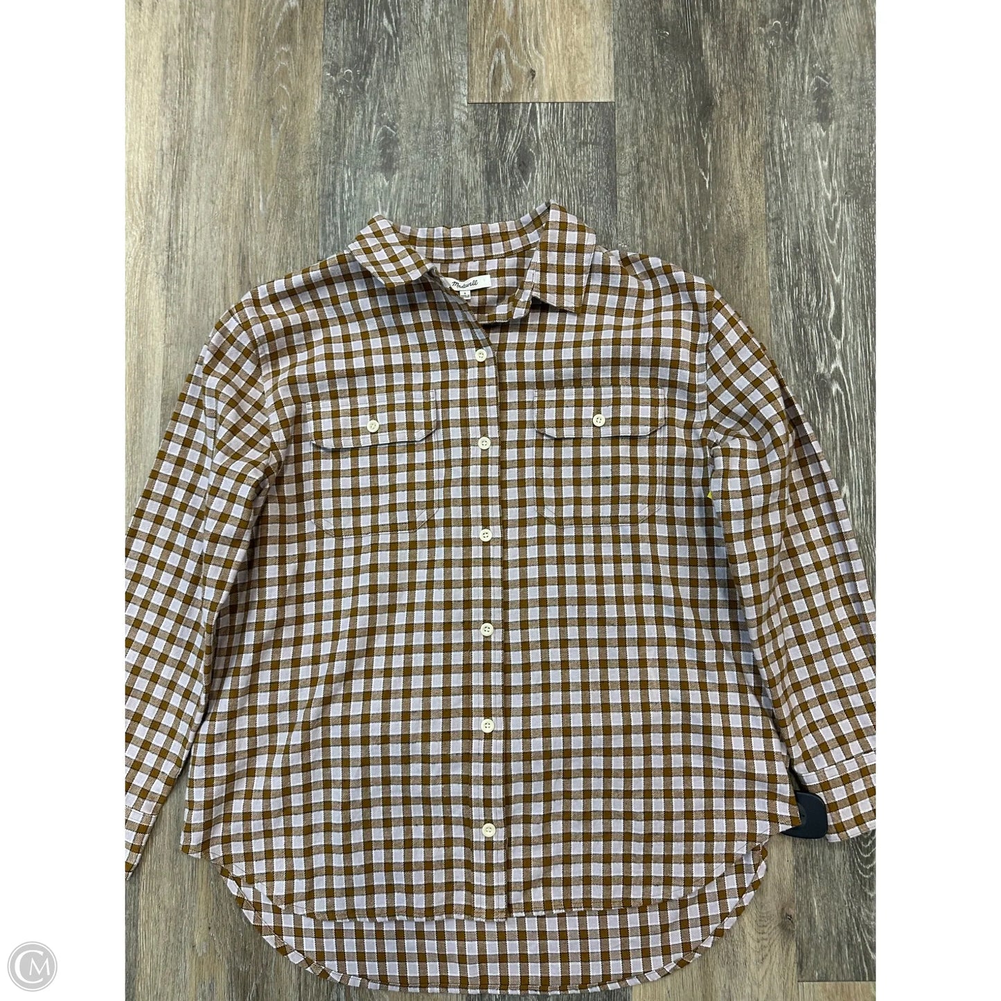 Blouse Long Sleeve By Madewell In Plaid Pattern, Size: S