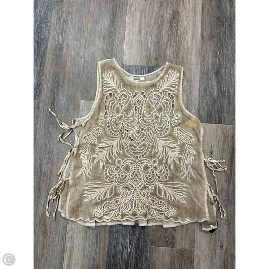 Top Sleeveless By Gimmicks In Tan, Size: L