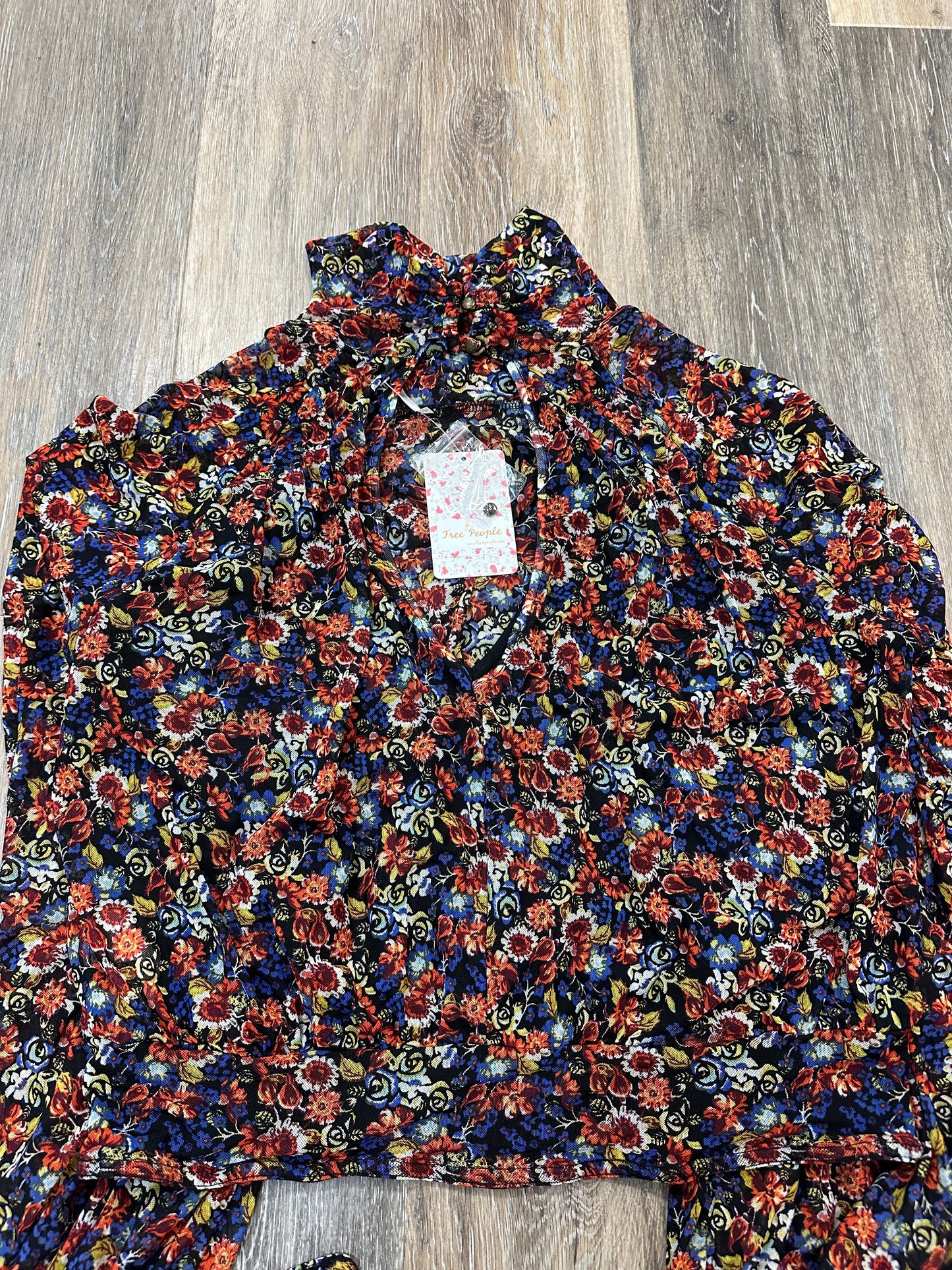 Blouse Long Sleeve By Free People In Floral Print, Size: L