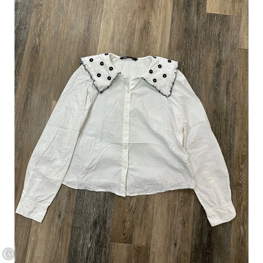 Blouse Long Sleeve By Zara In White, Size: S