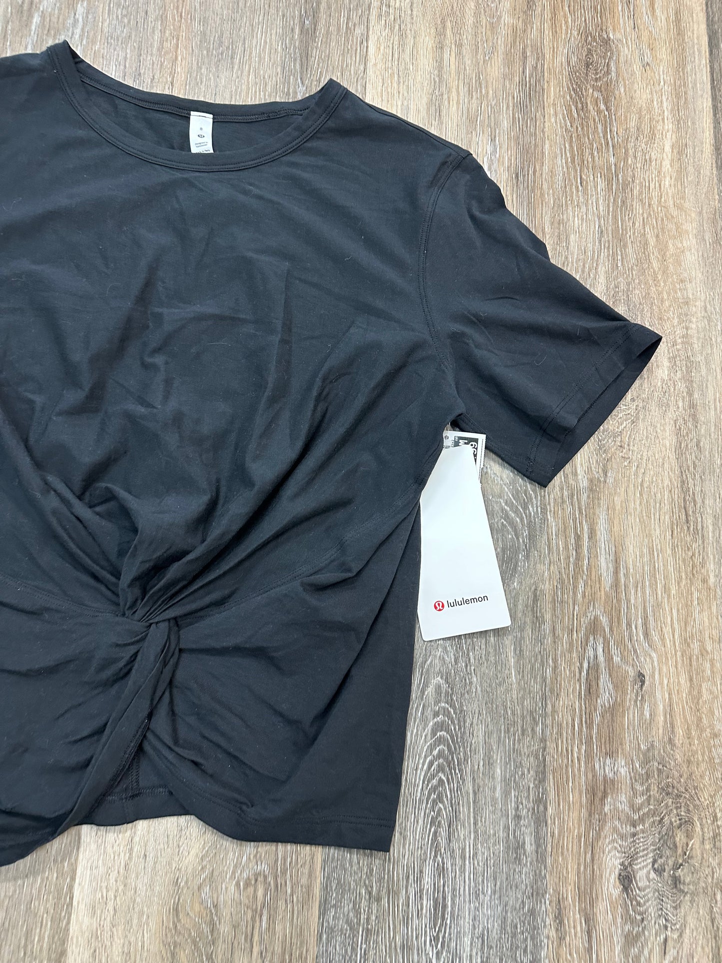 Athletic Top Short Sleeve By Lululemon In Black, Size: 8