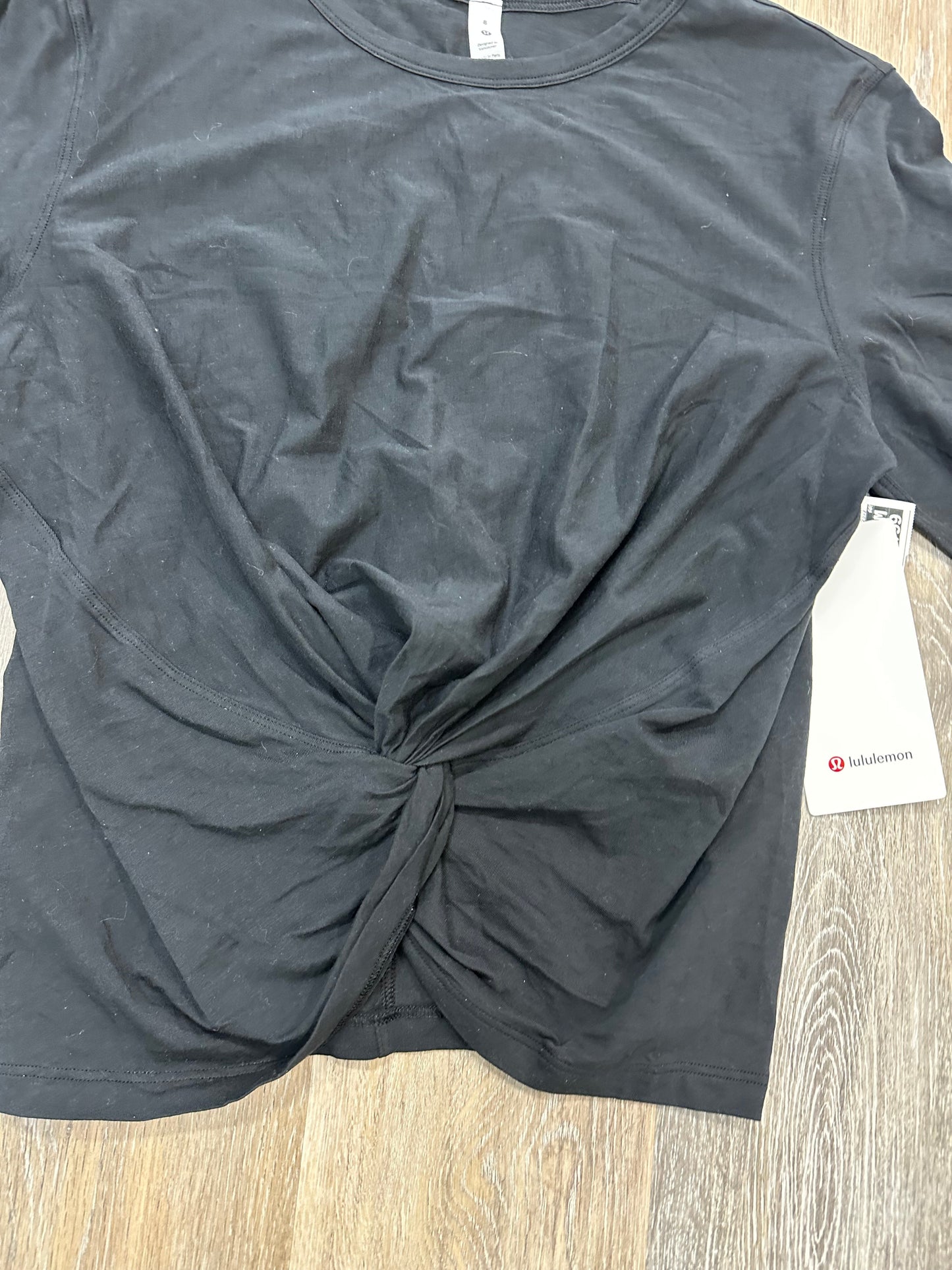 Athletic Top Short Sleeve By Lululemon In Black, Size: 8