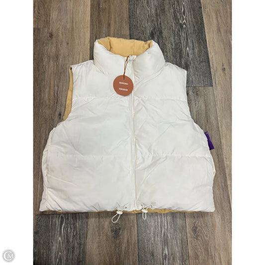 Vest Puffer & Quilted By Clothes Mentor In Tan & White, Size: M