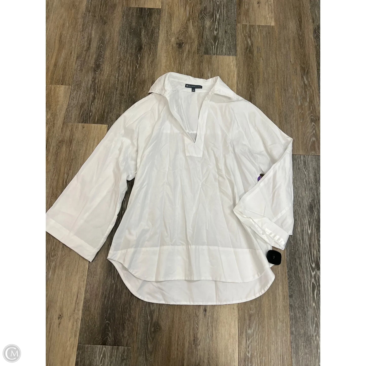 Blouse Long Sleeve By Elliott Lauren In White, Size: 10