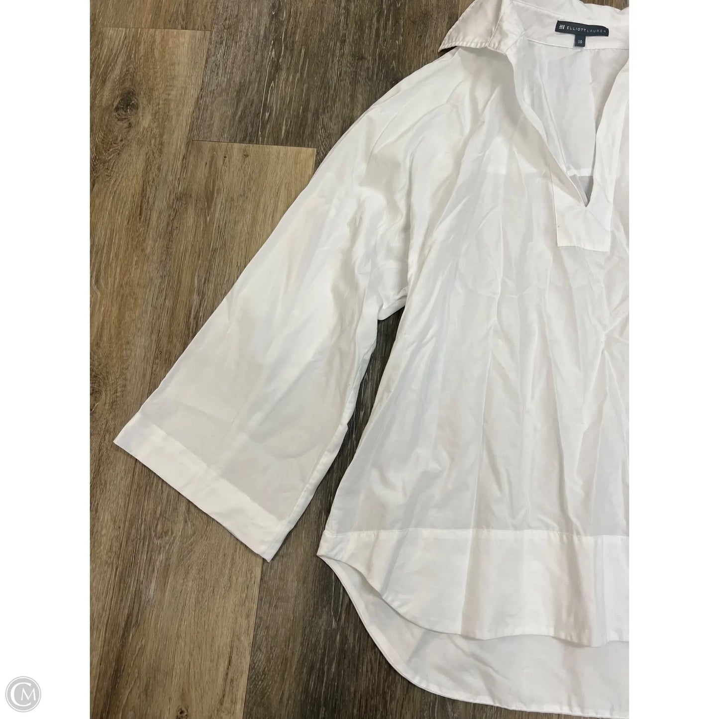 Blouse Long Sleeve By Elliott Lauren In White, Size: 10