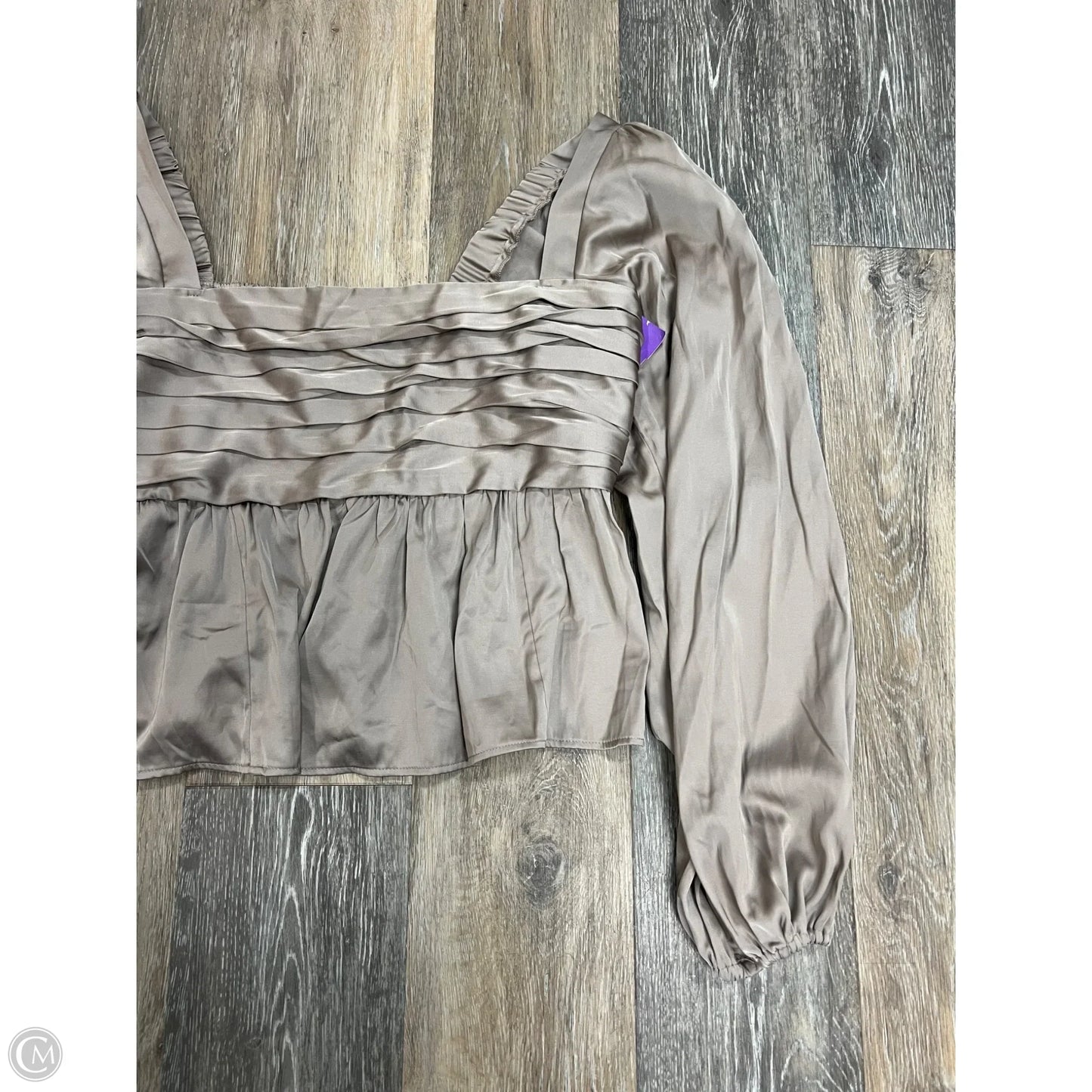 Blouse Long Sleeve By Abercrombie And Fitch In Tan, Size: L