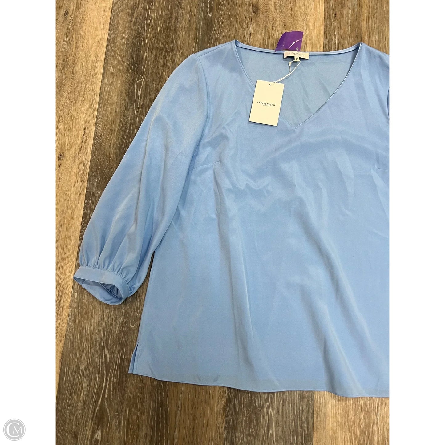 Blouse Designer By Lafayette 148 In Blue, Size: L