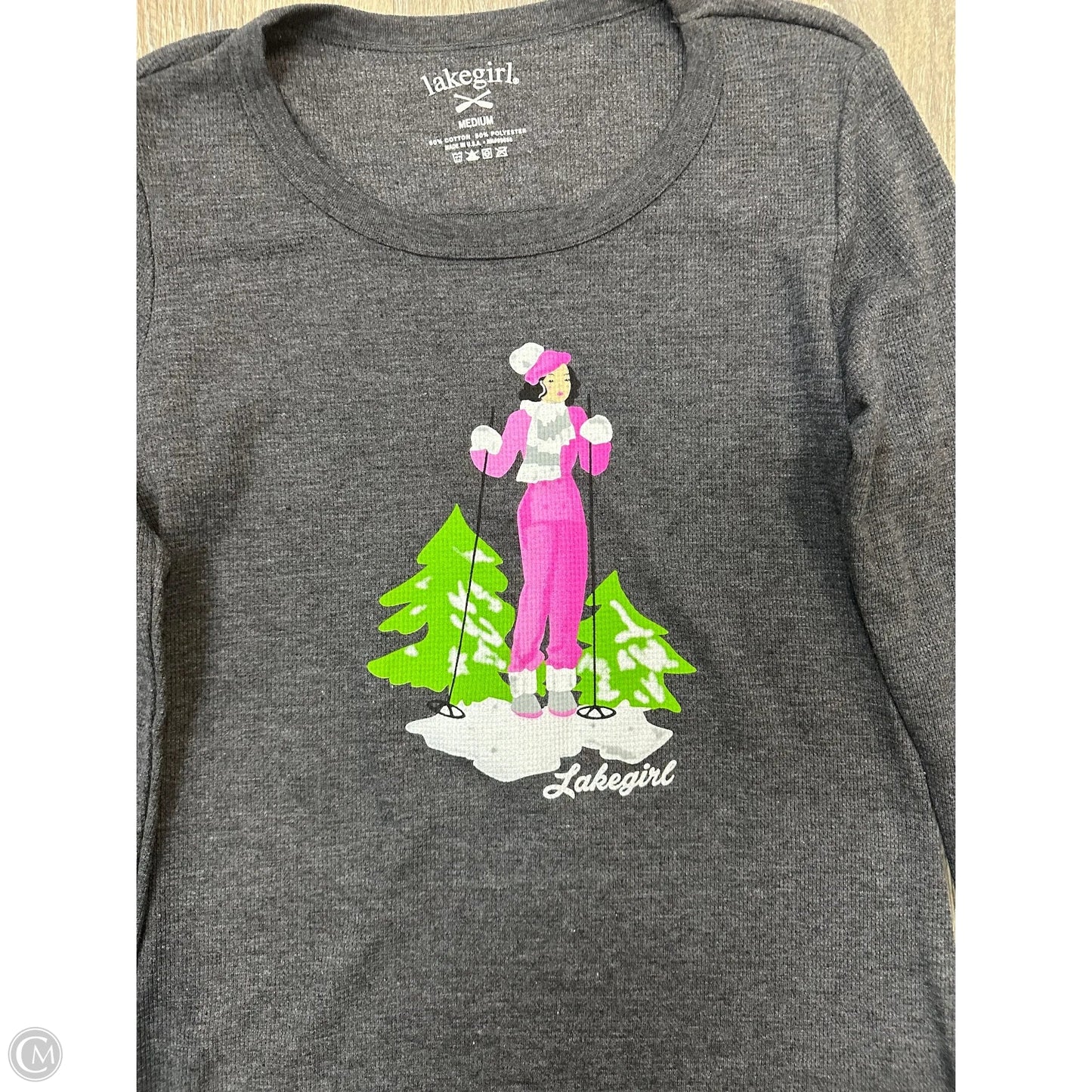 Top Long Sleeve By Lakegirl In Grey, Size: M