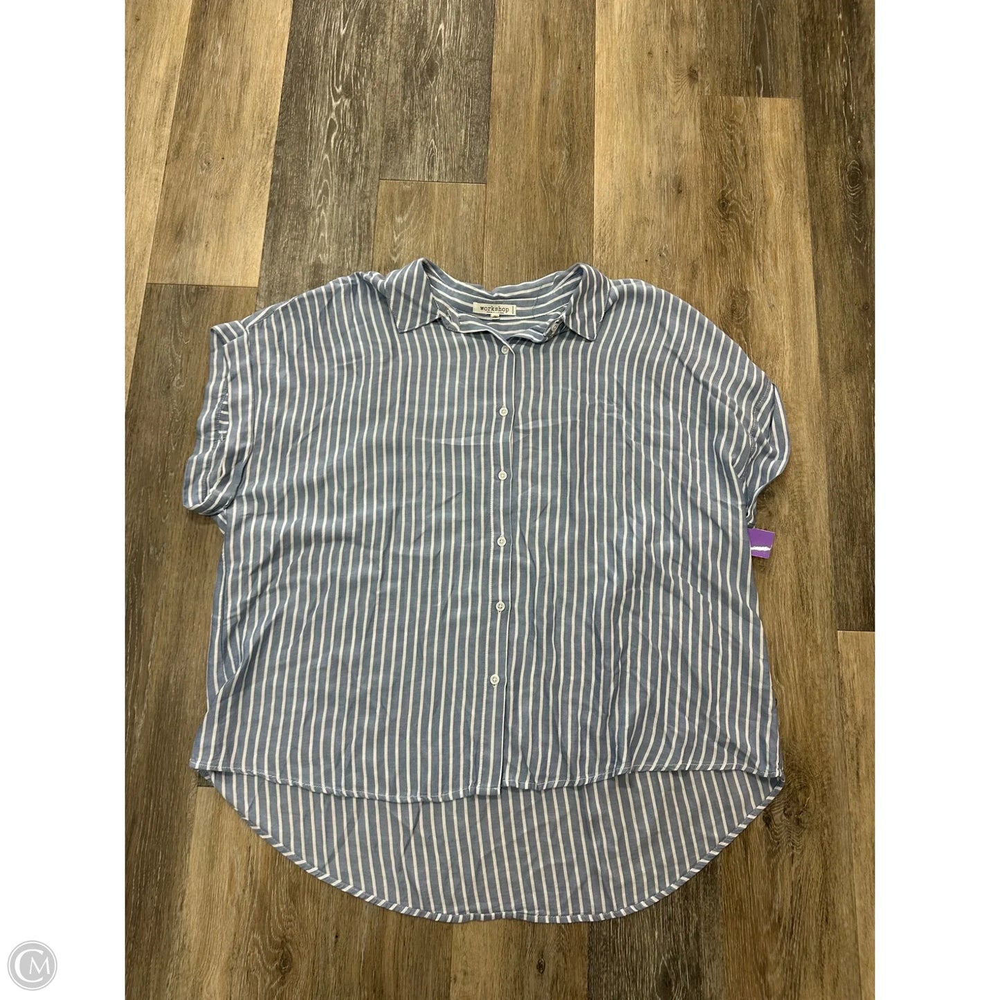 Blouse Short Sleeve By Workshop In Blue, Size: 2x