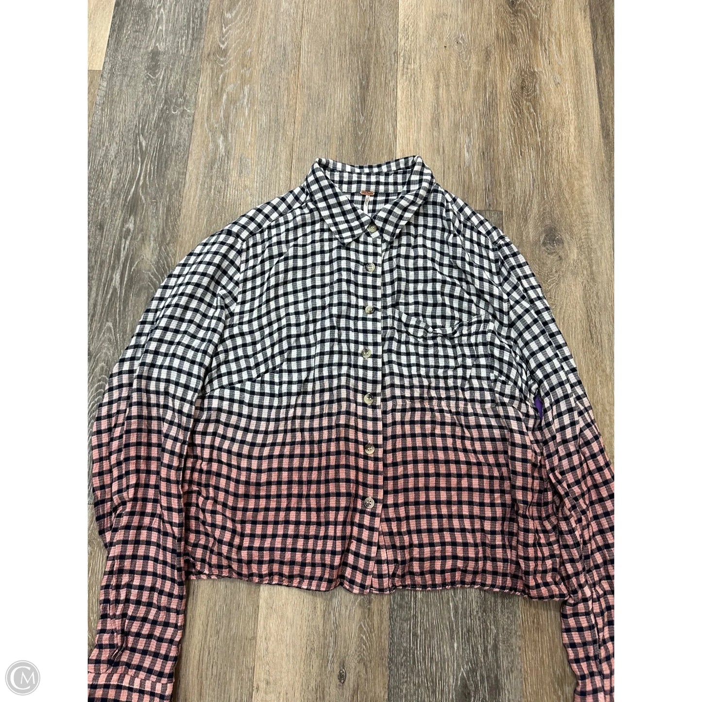 Blouse Long Sleeve By Free People In Blue & Pink, Size: M