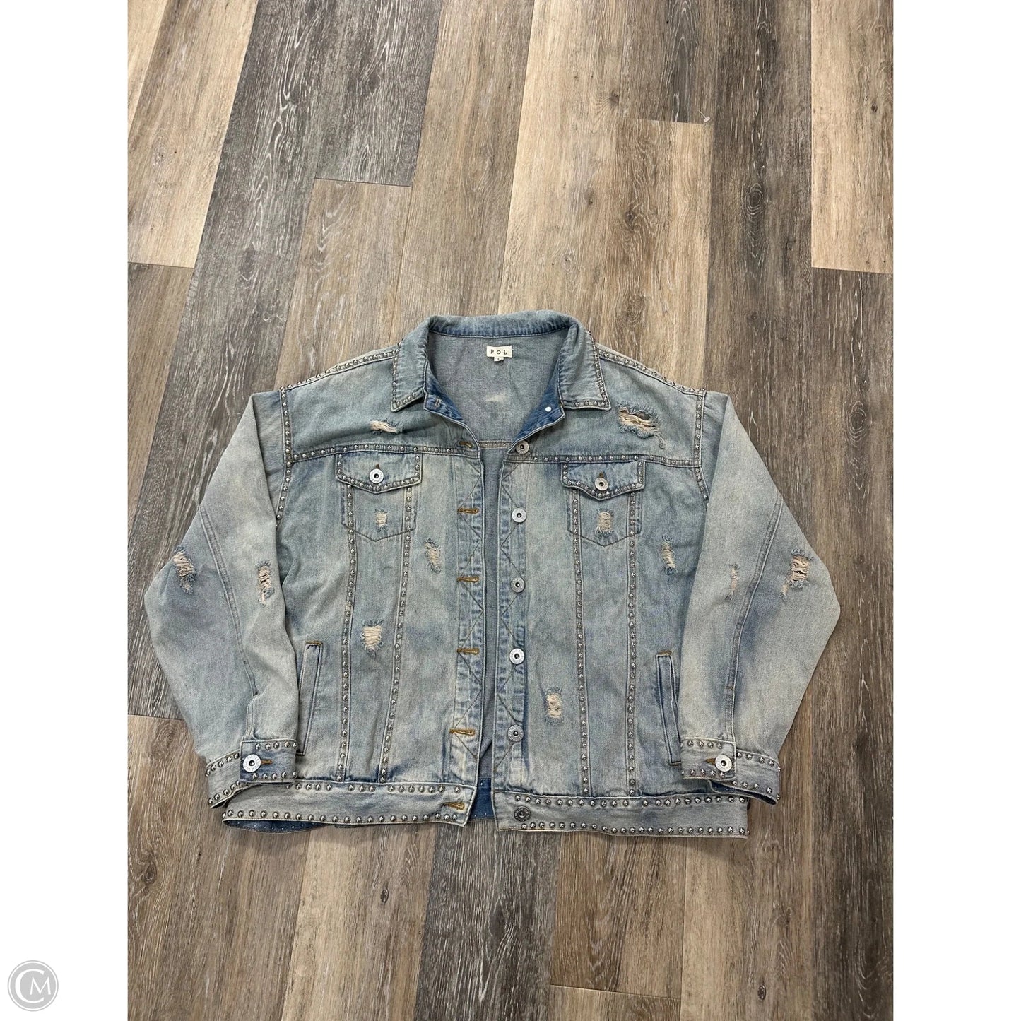 Jacket Denim By Pol In Blue Denim, Size: L