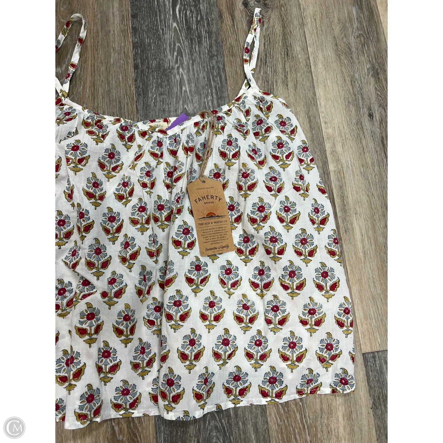 Top Sleeveless By Faherty In Floral Print, Size: L