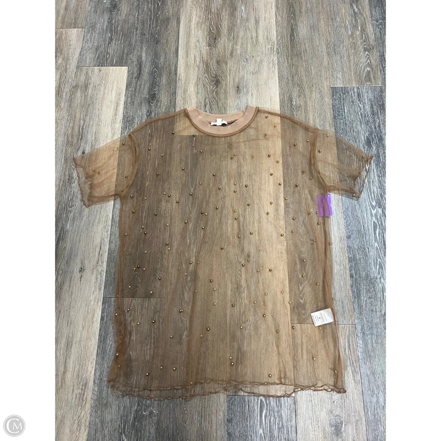 Top Short Sleeve By Endless Blu In Brown, Size: M