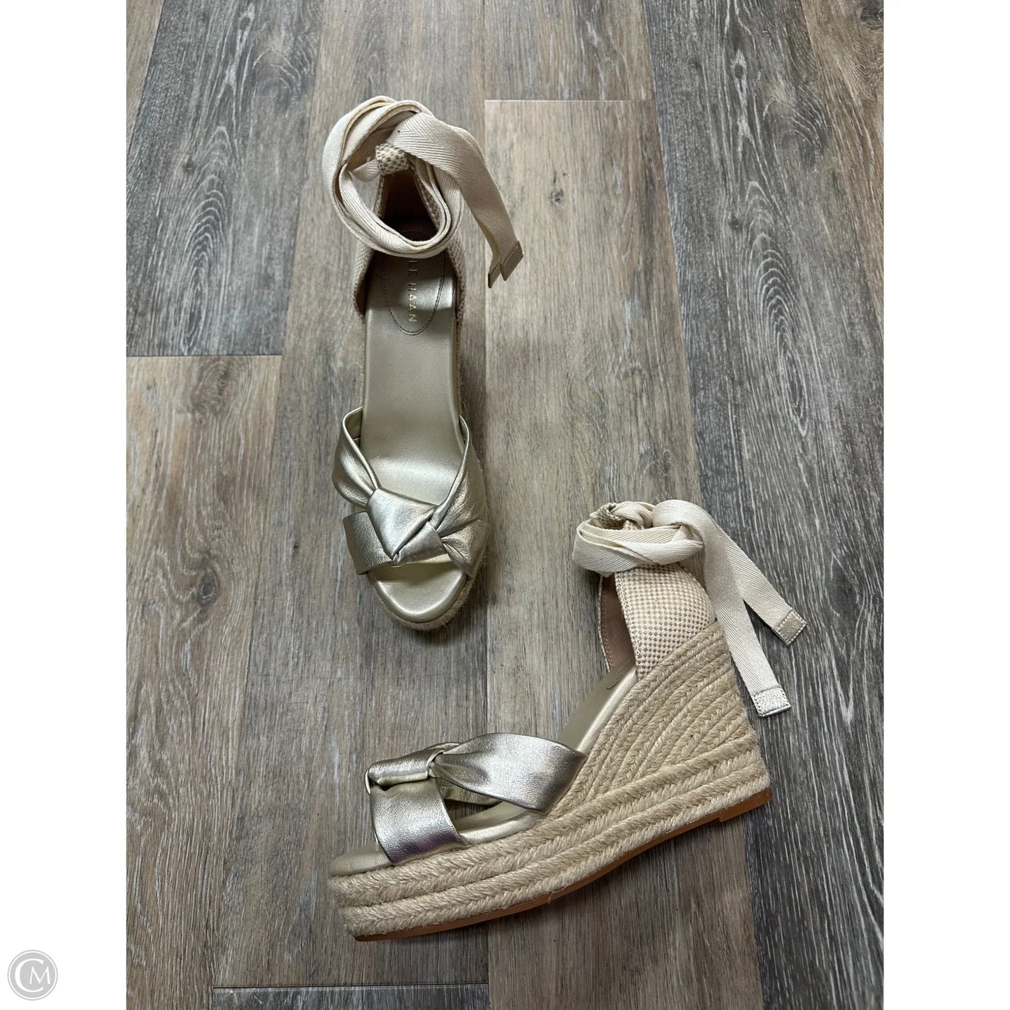Sandals Heels Wedge By Cole-haan In Gold, Size: 9