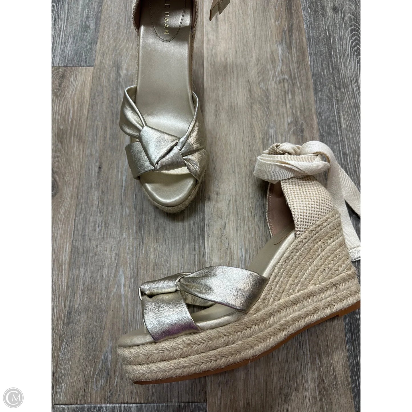 Sandals Heels Wedge By Cole-haan In Gold, Size: 9