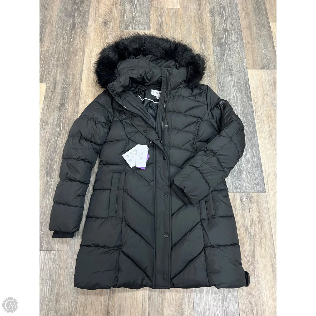 Coat Parka By Binacl In Black, Size: M